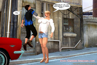 blonde short_hair mini_giantess tall muscles amazon women ilayhu lifting strong digital_render giantessamazons