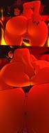 drawing insertion nude black_hair color butt red_eyes low_angle anal_insertion demoness succubi shrunken_person point_of_view red_skin mspaintgts