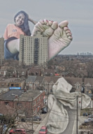 giantess collage city mega barefoot socks sitting looking_at_viewer shijedy