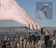 giantess collage feet giga city destruction barefoot glasses brunette foot_crush hat drt3t