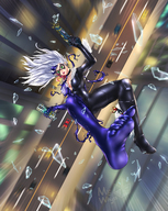 breasts drawing giantess feet city color barefoot cleavage gun green_eyes venom shrunken_man falling between_toes thief black_cat symbiote spider-man marvel_comics skintight_clothing micwhyss felicia_hardy