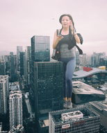 giantess collage city brunette asian kyojingirls