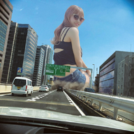 giantess collage city mega destruction asian street sitting sunglasses kyojingirls