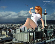 drawing giantess collage mega color long_hair helicopter drawing_collage brunette unknown_artist sitting dead_or_alive gym_uniform kasumi