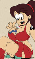 drawing giantess large_breasts brunette shrunken_man thighs the_loud_house between_breasts