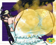 drawing horns wings dress fart shrunken_man entrapment looking_back in_pants swampyart albedo_(overlord)