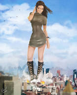 drawing giantess city color destruction brunette boots looking_down angelgts