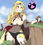 drawing giantess large_breasts handheld outdoors ophelia fire_emblem skimpy_clothing circlet soleil