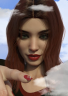 drawing micro mega long_hair buildings brunette clouds on_finger digital_render mobiusone