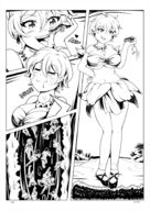 drawing giantess vore comic monochrome large_breasts saliva short_hair open_mouth swallowed panels jungle_de_ikou mii_(jungle_de_ikou) sho-tan