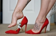 collage feet barefoot high_heels shrunken_man tattoo white_nails msku