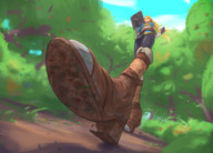 clothed blood gore boots unaware shrunken_people outdoors buggysplat the_legend_of_zelda princess_zelda_(the_legend_of_zelda)