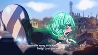 drawing city color destruction anime green_hair pointing one_punch_man saitama tornado_(one_punch_man)