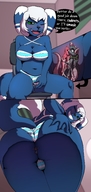 drawing white_hair pussy furry color butt butt_crush green_eyes underwear shrunken_man teasing ray smothering striped_panties panty_entrapment kami mspaintgts blue_fur devious yozey