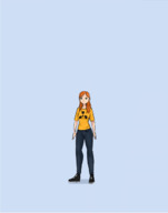 drawing growth large_breasts long_hair cleavage red_hair unknown_artist animation ripped_clothing no_background