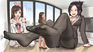 drawing growth giantess stockings sweat smiling window between_legs indoors ai_chan