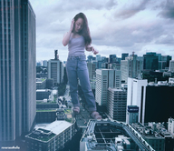 giantess collage city mega brunette asian looking_down kyoujingirls