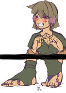 drawing giantess feet color brunette short_hair eyes painted_toes karsinan purple green_clothes