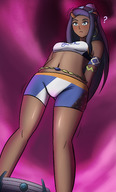 drawing giantess pokemon color clothed stadium shorts gym_leader charlydibu dynamax nessa_(pokemon)