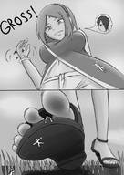 drawing giantess crush feet monochrome sakura toes sandals naruto_(series)