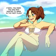 bikini drawing gentle giantess color brunette short_hair pool hollewdz