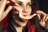 vore tongue licking sitting shrunken_woman holding digital_render madamemaeve