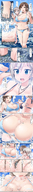 bikini breasts drawing giantess crush feet giga color destruction rampage ochiko_terada breast_crush brunette idolmaster anastasia the_idolmaster_cinderella_girls minami_nitta