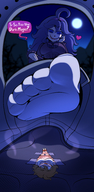 drawing pokemon color purple_hair purple_eyes low_angle in_shoe moon socks shrunken_woman forest smelly point_of_view mspaintgts hex_maniac
