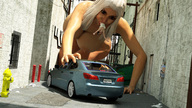giantess nude city blonde long_hair crawling vehicles outdoors redfiredog digital_render rfd_comics kaylee