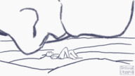 drawing monochrome lying_down kissing animation shrunken_man pinned territorialutopia