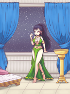 drawing color long_hair barefoot cleavage vial inksgirls