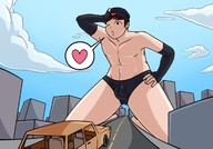 drawing city color giant male brunette underwear gloves kneeling bulge highway vehicles straddling winking beanie solar solarheart21 bytesized4