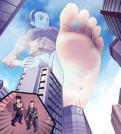 drawing giantess city toes barefoot soles low_angle airplane unaware outdoors raised_foot thunderafterdark jojos_bizarre_adventure josuke_higashikata tomoko_higashikata okuyasu_nijimura