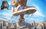 drawing giantess pokemon city color destruction foot_crush gym_leader red-neptune dynamax pokemon_sword_and_shield nessa_(pokemon)