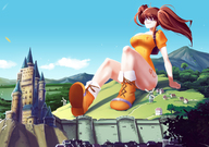 drawing gentle giantess color clothed brunette castle medieval boots village leotard angelgts seven_deadly_sins diane_(seven_deadly_sins)