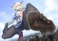 drawing giantess crush feet giga city blonde color destruction blue_eyes high_heels foot_crush looking_at_viewer kantai_collection colorado エビゾメ