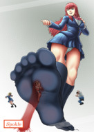 drawing giantess crush skirt blood socks gore foot_crush shrunken_woman shrunken_man cruel mia spokle shrink_high