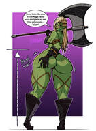 drawing giantess mini_giantess muscles amazon large_butt axe groping green_skin skimpy_clothing pressurizedpleasure