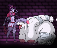 drawing nude anthro color large_breasts futanari penis mini_giantess bondage goat spider extra_arms undertale toriel muffet extra_eyes witless-pilgrim scantily_clothed