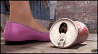 shoes boots can unaware shrunken_man hiding outdoors digital_render starkadhr