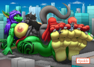 drawing giantess feet wolf tail cat city dragon color large_breasts destruction multiple_sizes couple lizard bbw giantesses spokle
