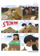 drawing giantess insertion vore blushing comic black_hair large_breasts cleavage anal_insertion dark_skin hoop_earrings panels face_paint skimpy_clothing seekgr