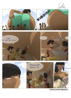 drawing giantess insertion vore blushing comic black_hair large_breasts cleavage anal_insertion dark_skin hoop_earrings big_butt panels face_paint skimpy_clothing seekgr