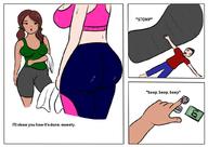 drawing comic large_breasts sweat shrunken_man big_butt dialogue panels xtamarax