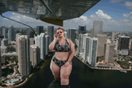 bikini giantess collage city mega water brunette sunglasses tekitocreations ioana_chira