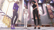 blonde comic brunette shrunken_woman shrunken_man hall looking_at_victim surrounded digital_render helen lfcfan adeline valona throneroom