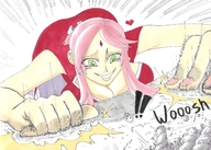 drawing giantess micro vore size_difference naruto sakura shrunken stomach shrunken_man open_mouth carpet point_of_view annahketsuno