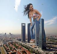 giantess collage city black_hair high_heels helicopter wonderslug
