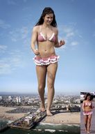 giantess collage city mega black_hair destruction beach barefoot docop evangeline_lilly