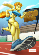 drawing crush color blood sweat in_shoe unaware running shrunken_man athletic athlete my_little_pony spokle spitfire